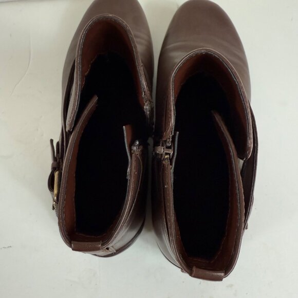 Naturalizer Womens Brown Leather Ankle Booties Size 10W Buckle Accent Comfort - Picture 12 of 14